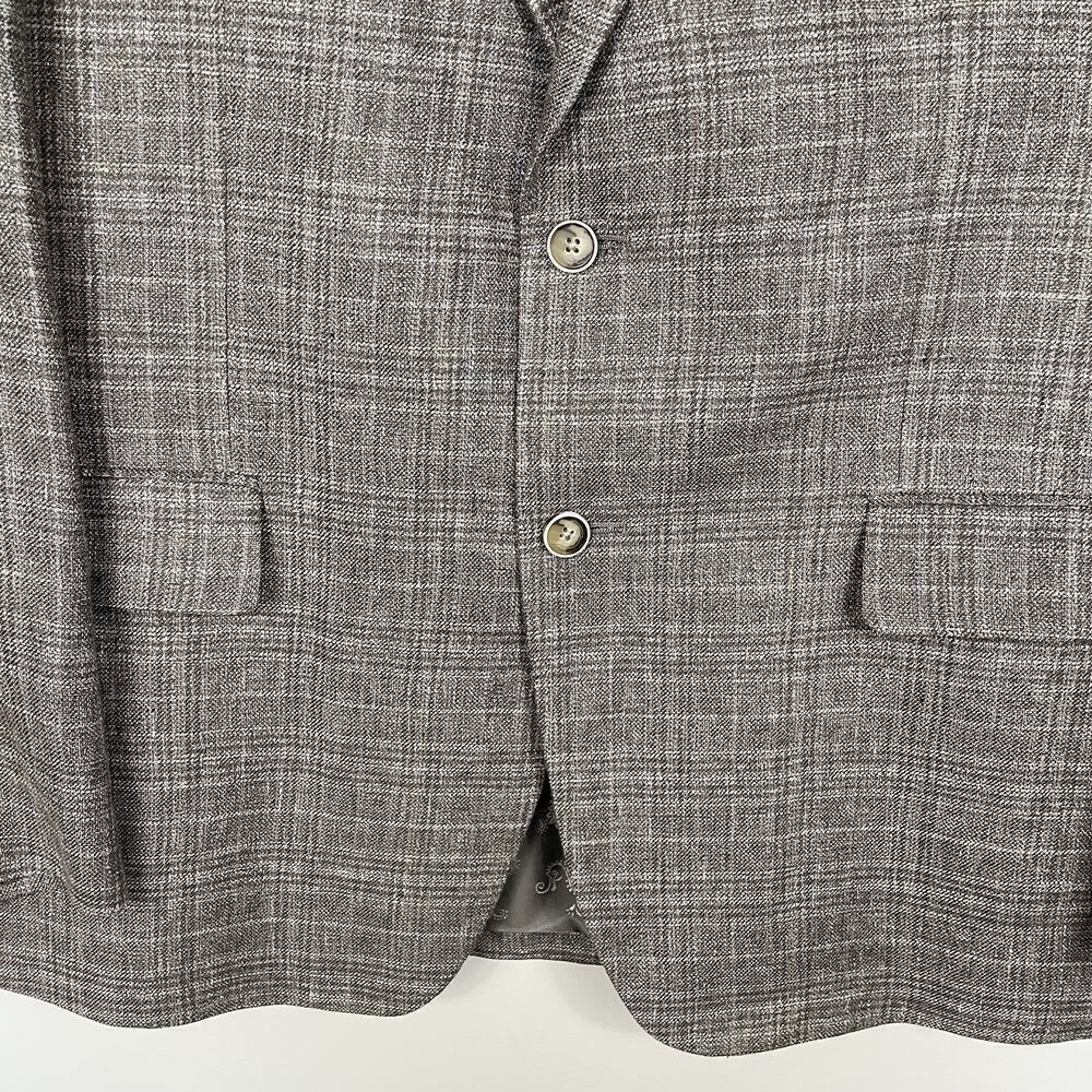 Joseph Abboud Linen Blazer Sport Coat Mens 44R Cocoa Plaid Beach Resort Business - Picture 5 of 15